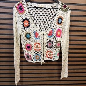 Debut White Crochet Cardigan